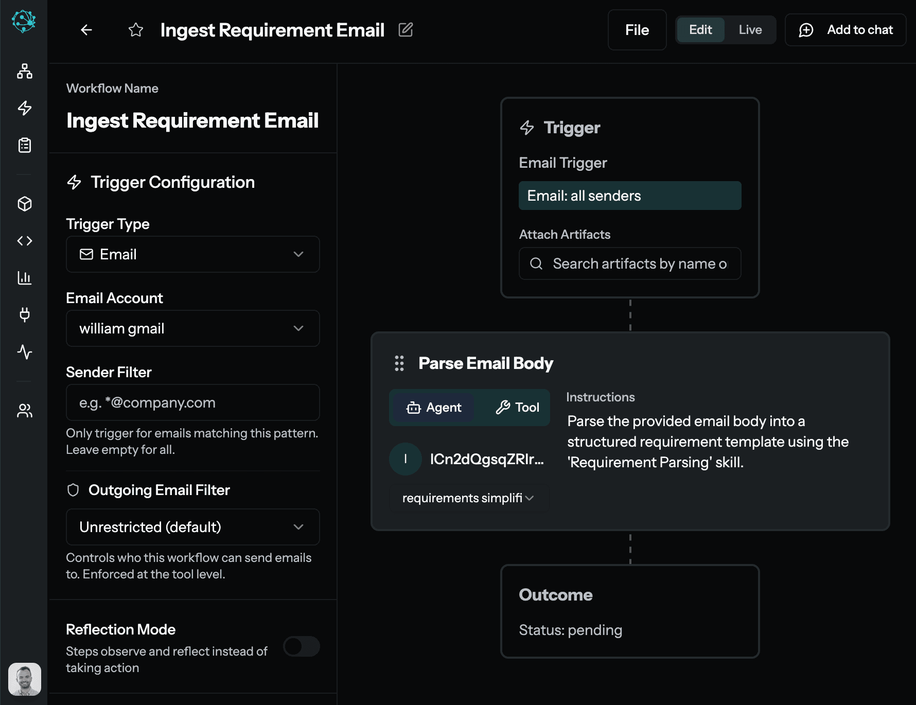 Creating a workflow in myai