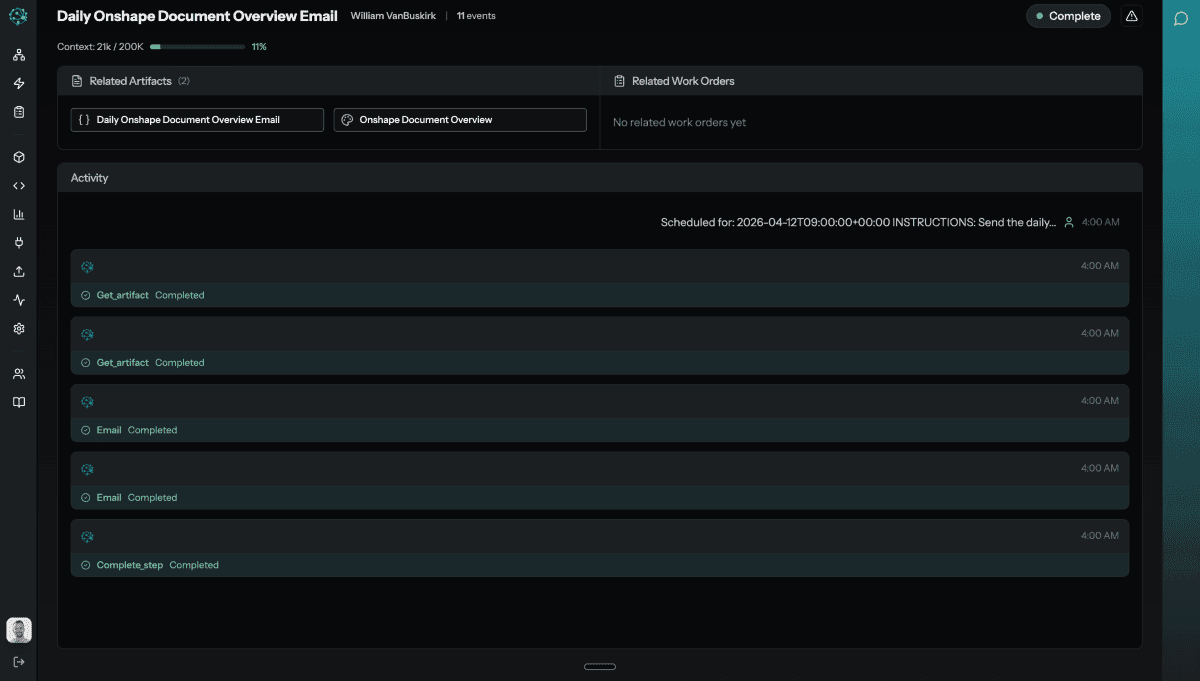 myai full audit record showing tool calls, artifacts used, and reasoning trace